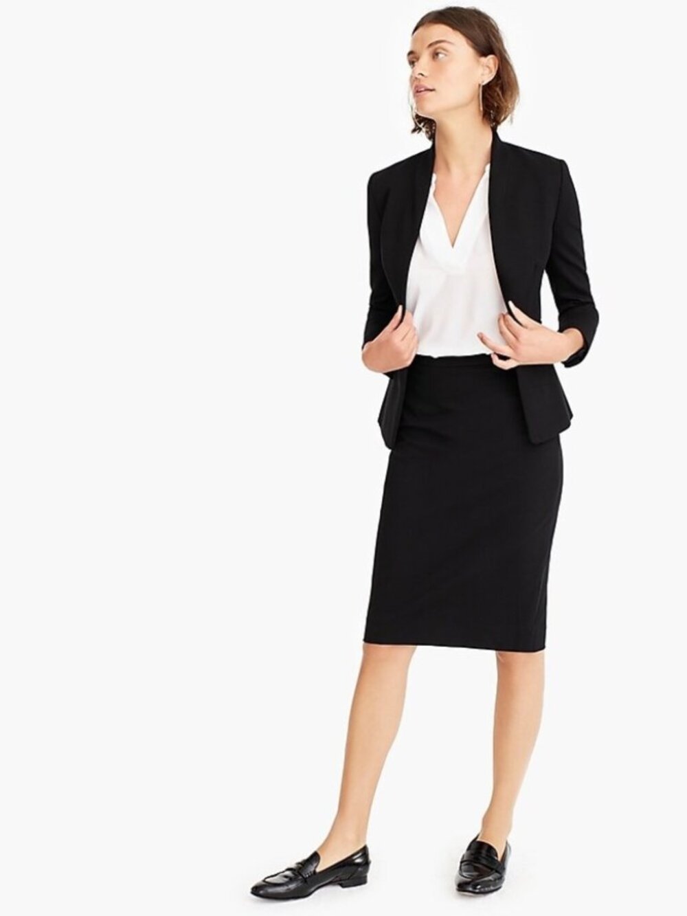 NWT J Crew No 2 PENCIL SKIRT in STRETCH TWILL SIZE 0 BLACK PREPPY CLASSIC OFFICE
